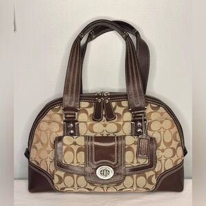 Coach Vintage Hamptons Signature satchel turn-lock pocket and Silver hardware